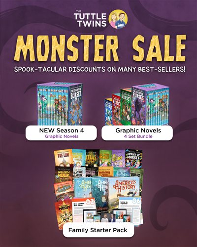 Tuttle Twins Monster Sale: the Season 4 graphic novels, the four-season bundle and the Family Starter Pack